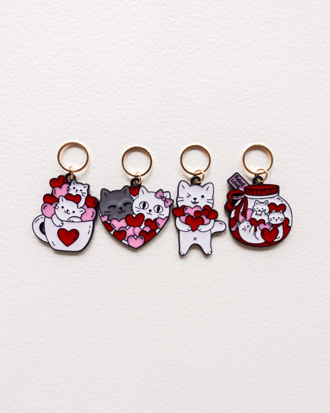 LOVE HEART CATS STITCH MARKERS